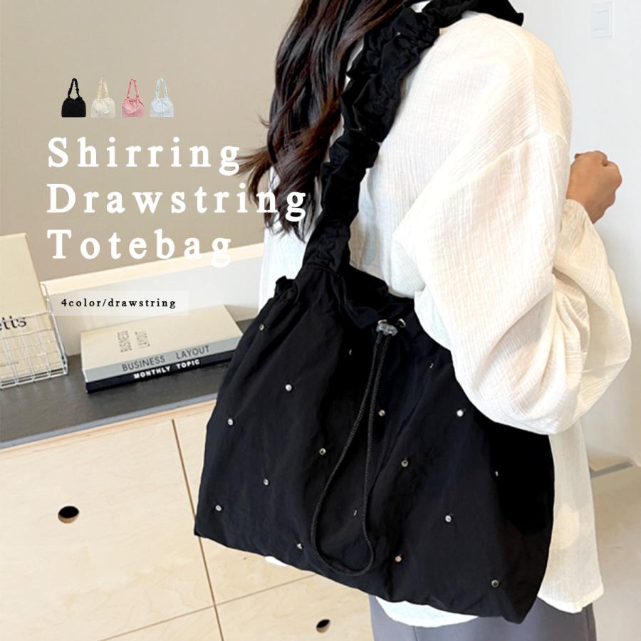 GISELLE トートバッグ レディース ギャザー ナイロン A4 肩掛け 軽量