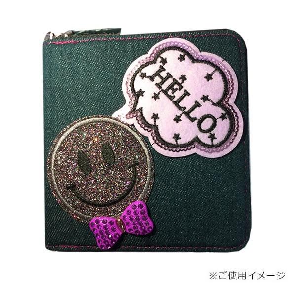 ワッペン 刺繍ワッペン アイロン接着 縦6.2cm×横6.2cm スマイル ニコちゃん ブラック キラキララメ アイロンワッペン アップリケ 手芸 メール便 爆買 | ブランド登録なし | 02