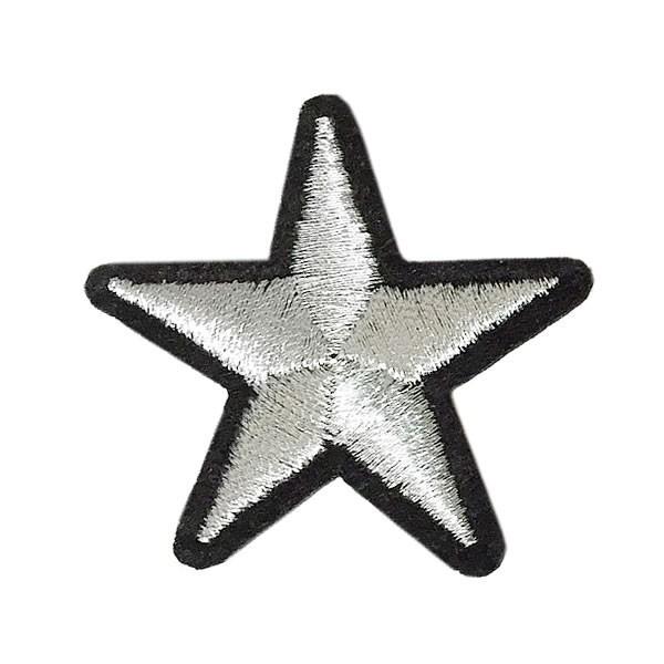 黒の星柄【480円～】お名前アイロンワッペン【刺しゅう】★数量限定★ ワッペン 星 ♪3枚セット♪ とんがり (4) 黒 くろ ブラック ほし