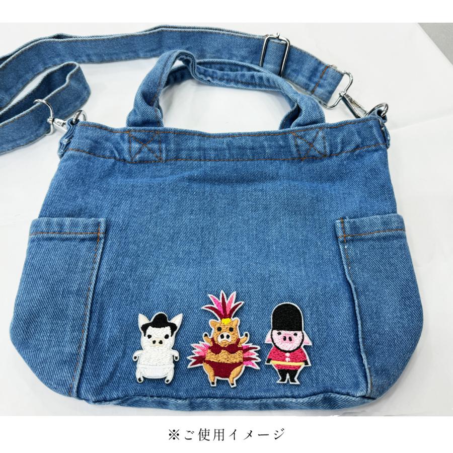ワッペン アイロン ミニブタ 刺繍ワッペン アイロン接着 縦6.2cm