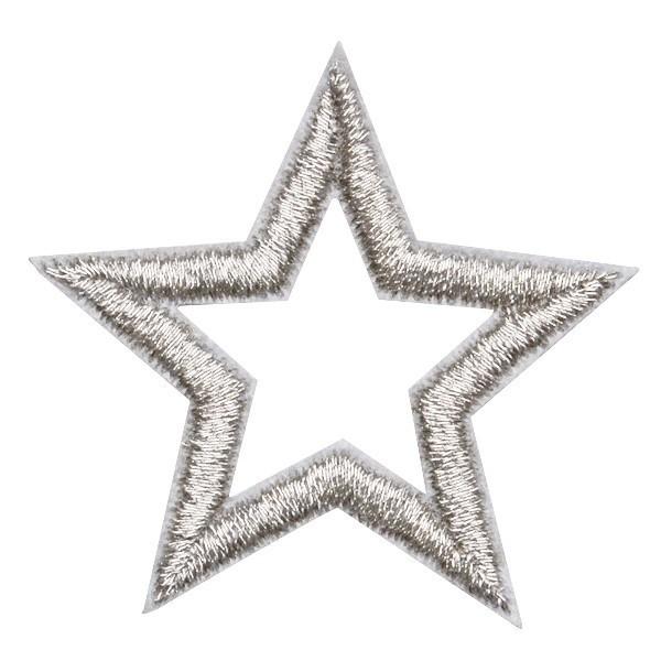 ワッペン アイロン 星 刺繍ワッペン 縦3.5cm×横3.7cm シルバー スター