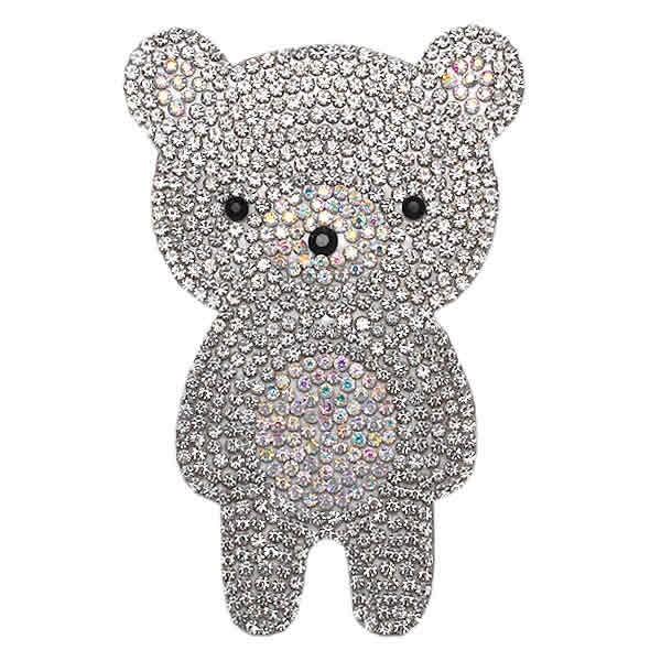 【バラ売り可】 Stone  ワッペン ストーン ワッペン アイロン接着 縦7.8cm×横5.2cm シルバー×オーロラ