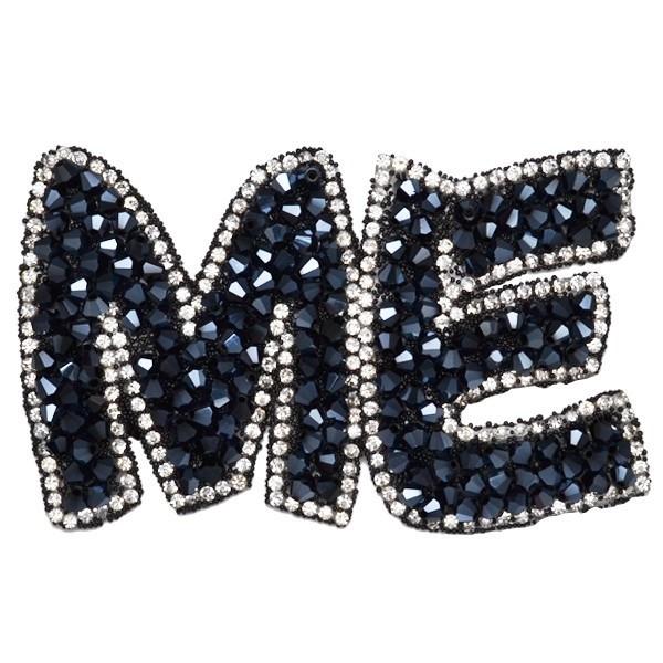 ワッペン ストーン付きワッペン 縦5.8cm×横9.5cm キラキラ 英語 ME