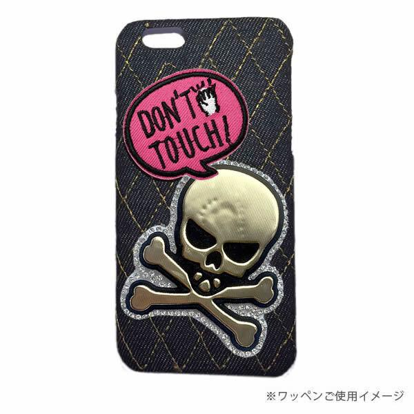 ワッペン ストーン付きワッペン 縦6.8cm×横5.7cm スカル ドクロ 髑髏