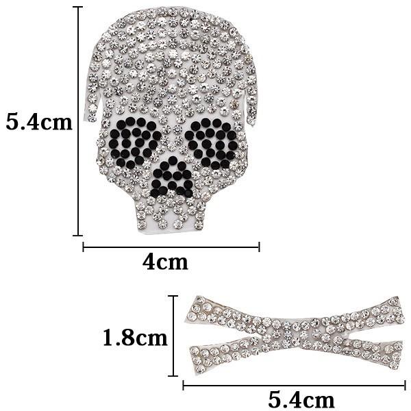 ワッペン ストーンワッペン アイロン接着 縦7.2cm×横5.4cm スカル