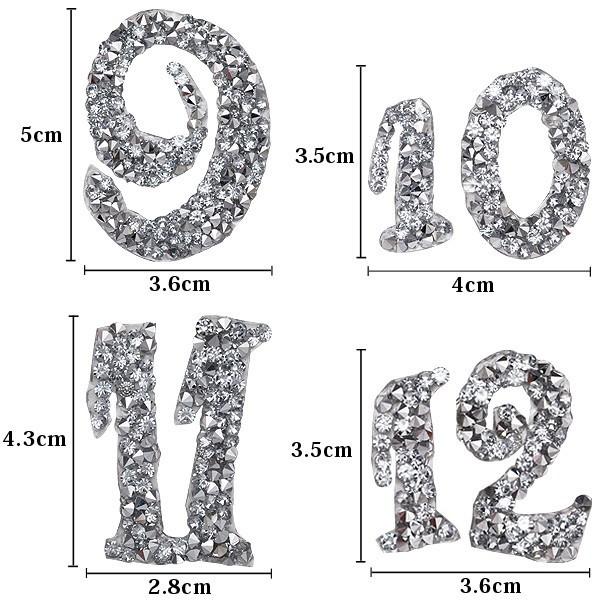 ワッペン ストーンワッペン アイロン接着 数字1〜12セット ライン