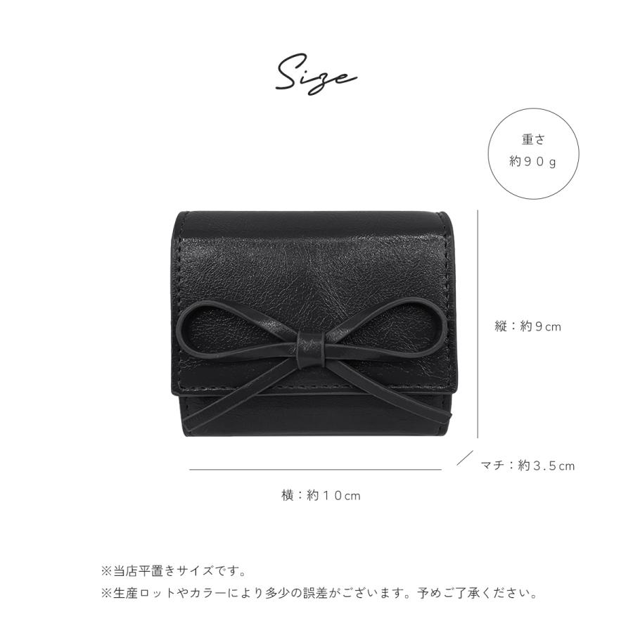 GISELLE ミニ財布 レディース 三つ折り財布 大容量 コンパクト リボン