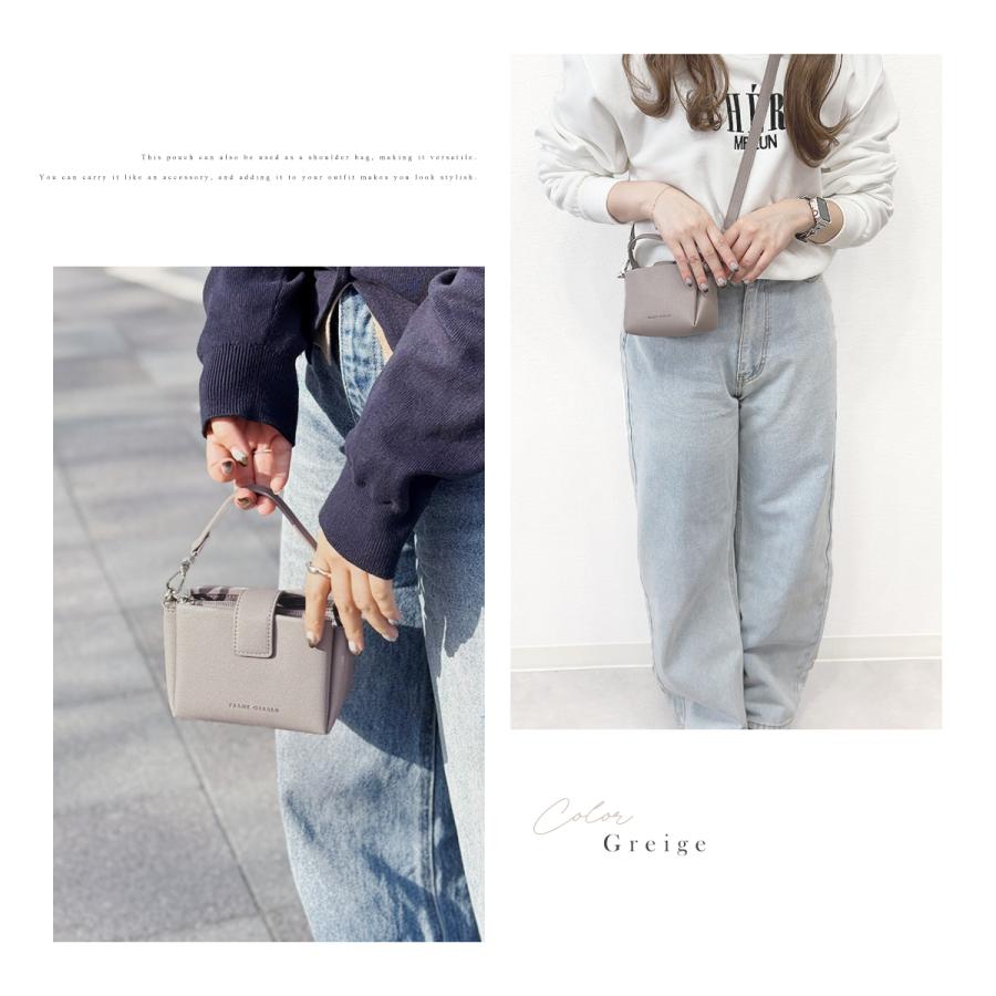 ノベルティ　ミニショルダー　ミニポーチ　ミニバッグ　キーホルダー waku（ワク） レザーミニショルダーバッグ キーリング付き スマホ