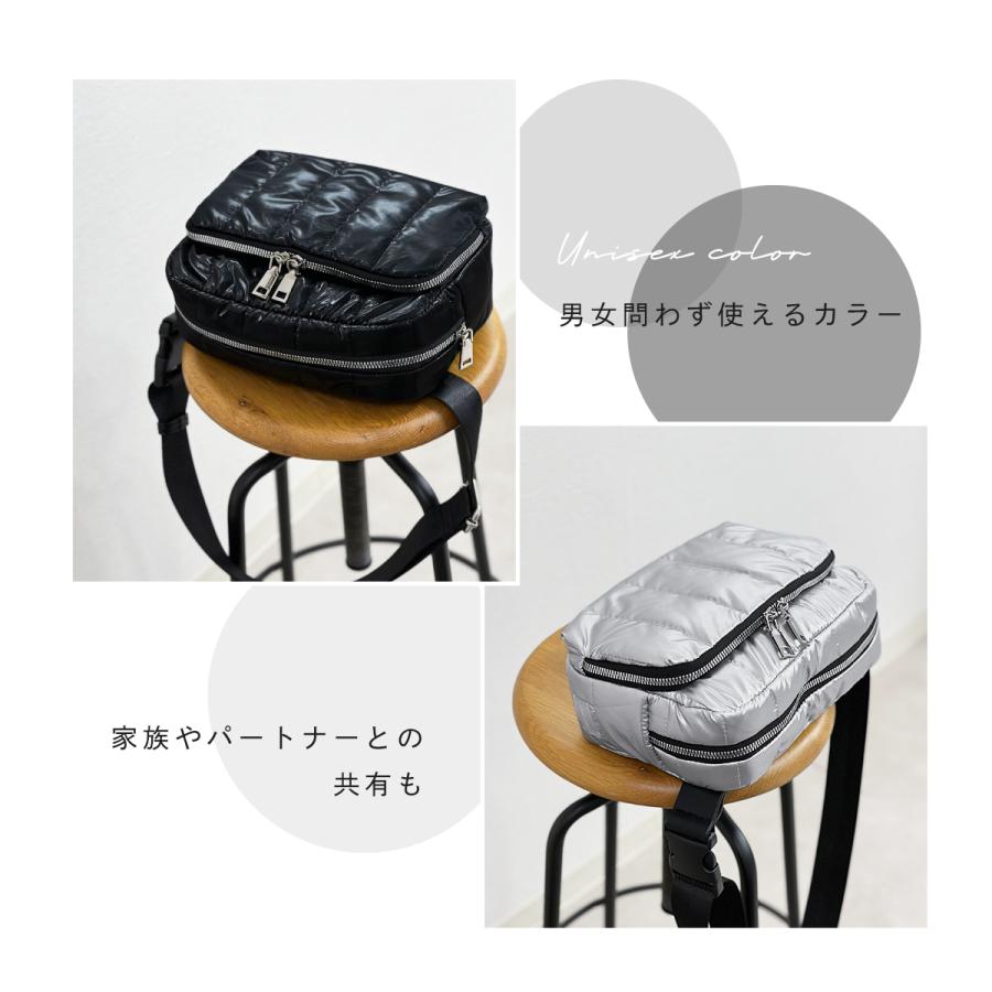 ショルダーバッグ レディース 大容量 斜めがけ 軽量 お財布ショルダー ボディバッグ キルティング ナイロン 撥水 仕切り 割れないミラー付き 爆買 | GISELLE | 14