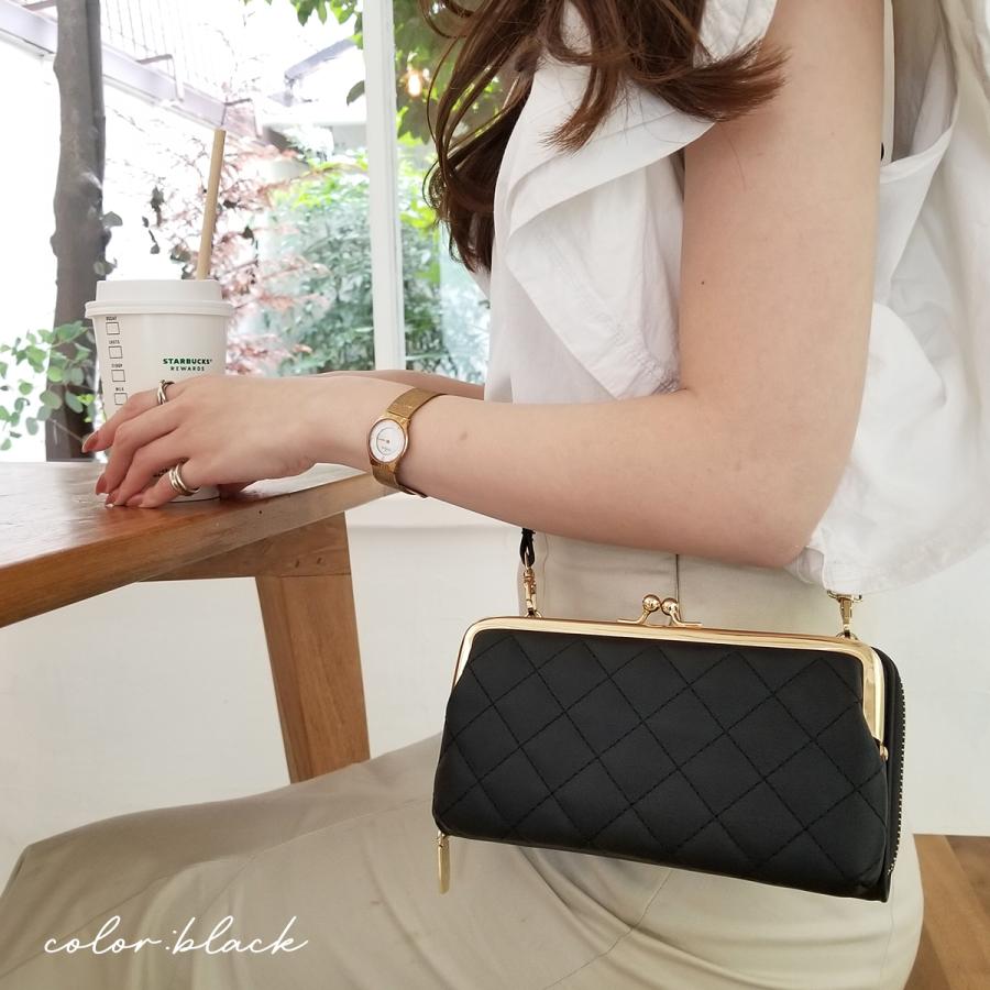 リバティと本革の親子がま口財布、ブラックキルティングがま口ショルダーバッグ リバティと本革の親子がま口財布、ブラックキルティングがま口