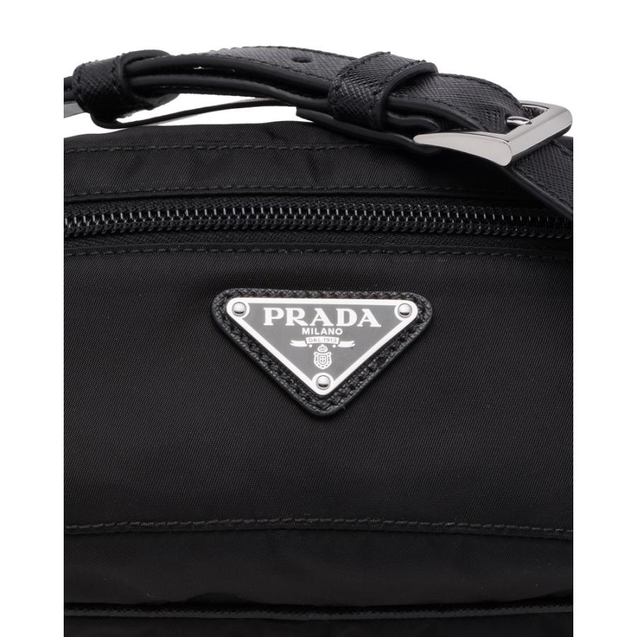 ポイント5倍 PRADA プラダ PRADA バッグ バック ウエストバッグ ウェエストポーチ ベルトバッグ ネロ ブラック シルバー ファブリック  カーフレザー 通販