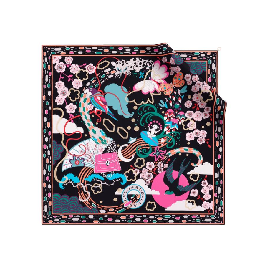 ブルガリ Bvlgari スカーフ ブラック ゴールド シルク Www Engineeringcreative Com