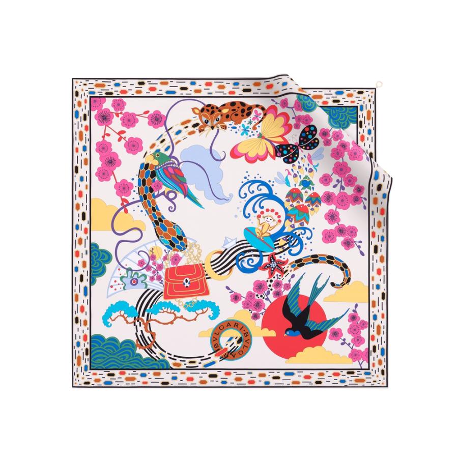 ブルガリ Bvlgari スカーフ ホワイト プリント シルク Www Engineeringcreative Com