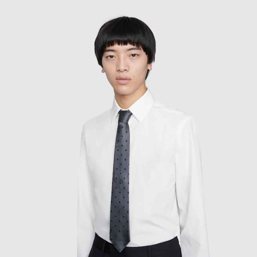 グッチ Gucci ネクタイ ダークグレー スター ブラック ハチ メンズファッション スター レギュラータイ シルク eguccie ブランドショップ