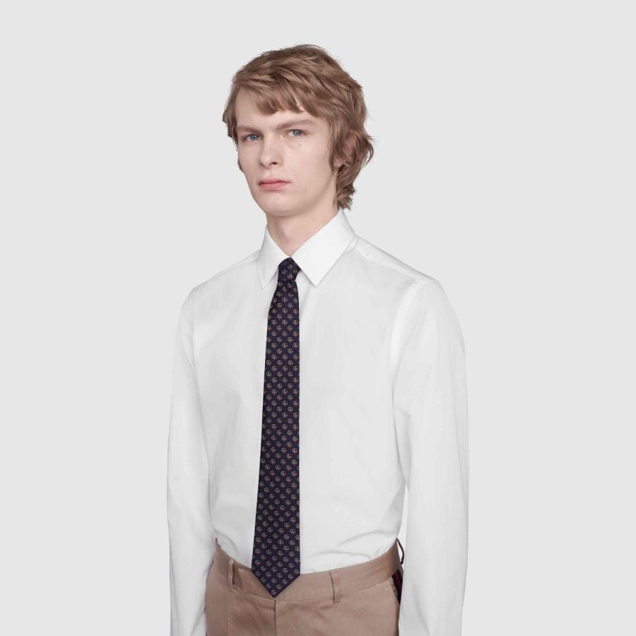 グッチ Gucci ネクタイ メンズファッション ネクタイ ネイビー Gg ハート レギュラータイ シルク eguccie ブランドショップrarelist