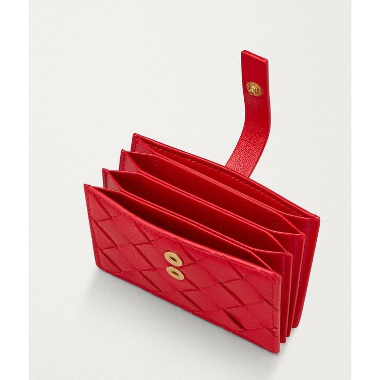 21年製 新品 ブランド専門店 カーフレザー ラムスキン 編み込み ゴールド ブライトレッド パスケース 名刺入れ カードケース Veneta Bottega ボッテガヴェネタ カードケース Veneta Bottega ヴェネタ ボッテガ 財布 帽子 ファッション小物