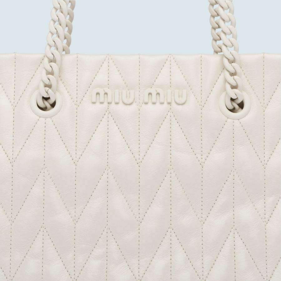 21福袋 ミュウミュウ Miu Miu バッグ バック トートバッグ オフホワイト ブラック シルバー キルティング カーフレザー 爆売り Gestion Etechnologies Shop