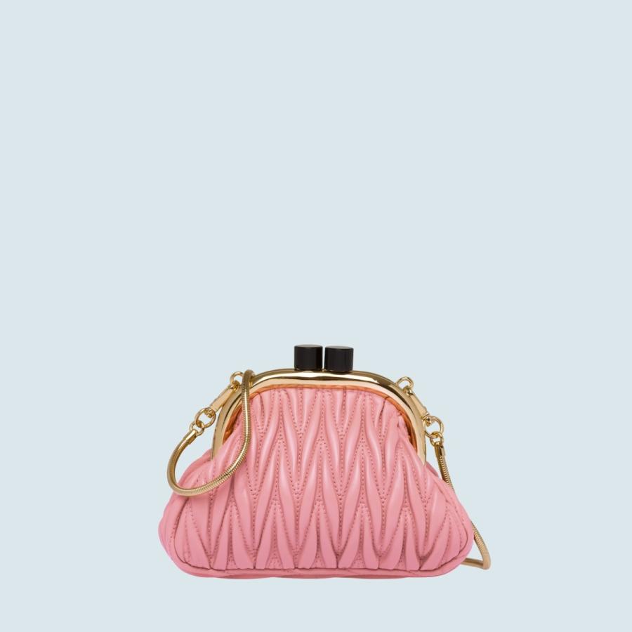 ミュウミュウ Miu Miu バッグ バック ショルダーバッグ ミニバッグ ピンク ゴールド ギャザー ラムスキン レザー 5bp016nf0028vooomiumiu5bp016nf0028vooo ブランドショップrarelist 通販 Yahoo ショッピング