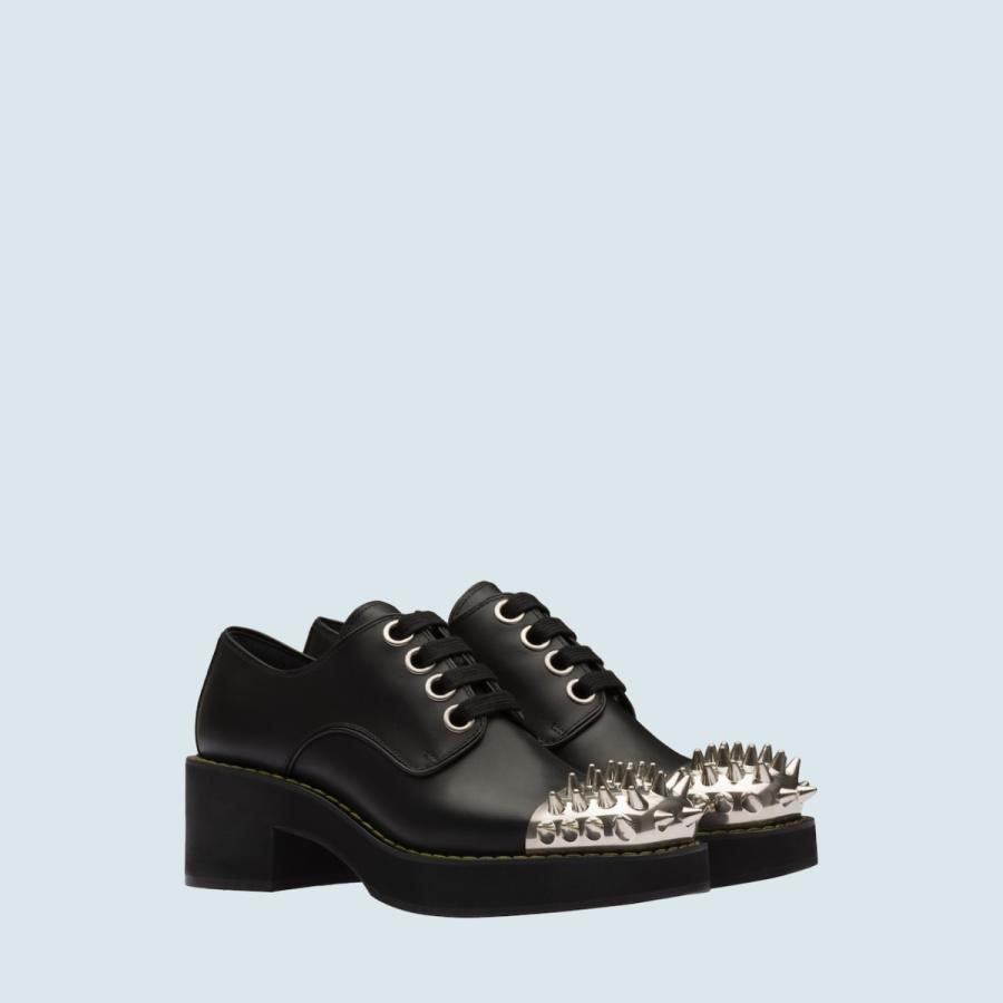 美しい ミュウミュウ Miu Miu レースアップ シューズ 靴 ダービーシューズ ブラック メタル スタッズ 送料無料 Altammamfactory Com Jo