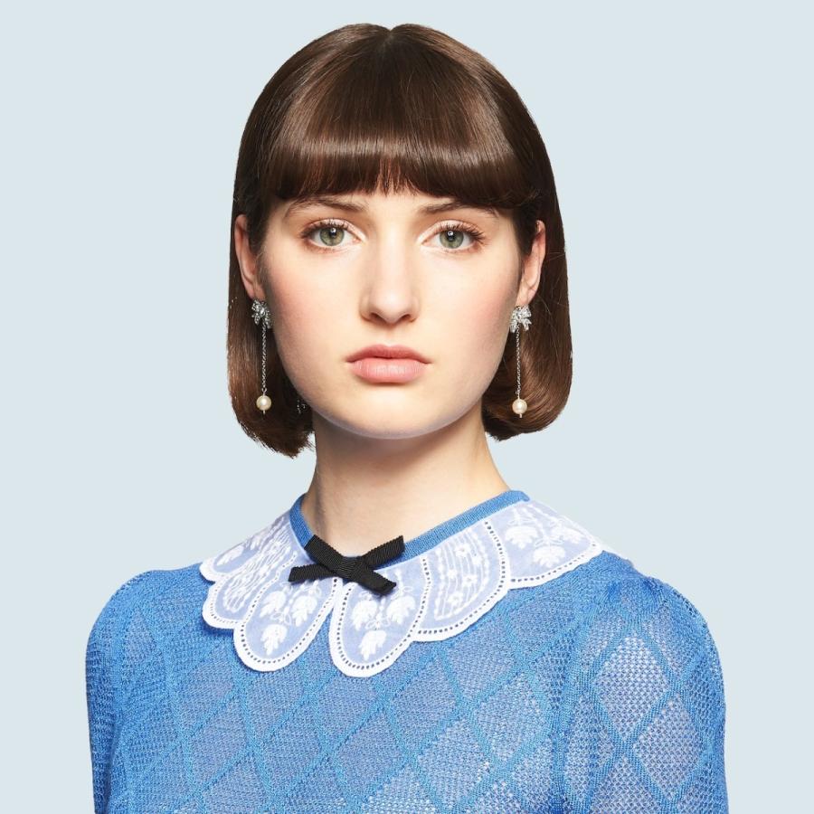 ミュウミュウ MIU MIU ピアス シルバー クリームホワイト クリスタル