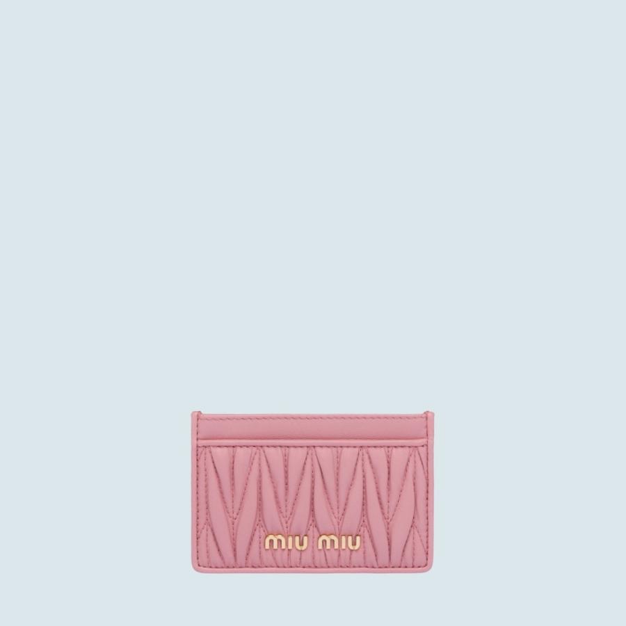 48 割引今年も話題の ミュウミュウミュウミュウmiumiuカードケース名刺入れパスケースピンクゴールドギャザーレザー 財布 ポーチ バッグ 雑貨 Urbanfarminginstitute Org