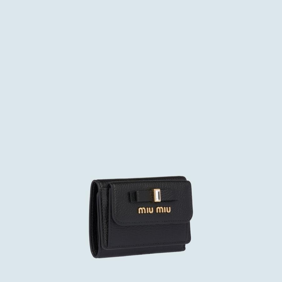ミュウミュウ MIU MIU 財布 小財布 三つ折り ブラックリボン ミュウミュウ MIU MIU 財布 小財布 三つ折り ブラックリボン