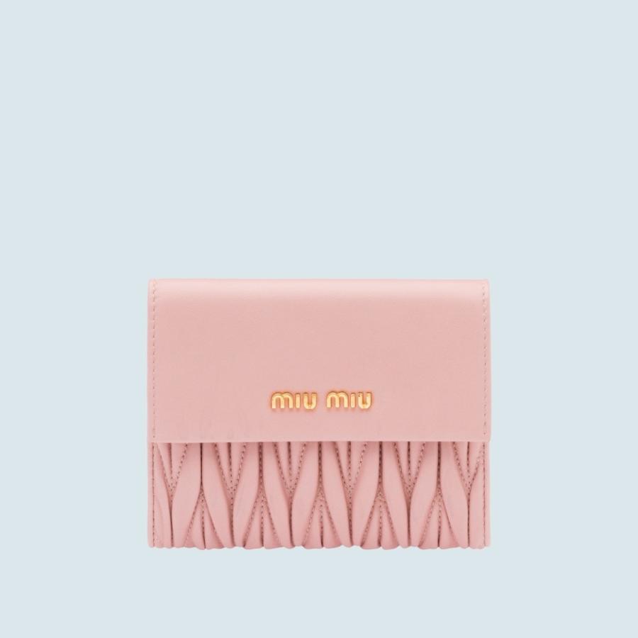38 割引定番人気 ミュウミュウミュウミュウmiumiu財布小財布三つ折り３つ折りピンクゴールドクリスタルレザー 財布 ポーチ バッグ 雑貨 Urbanfarminginstitute Org