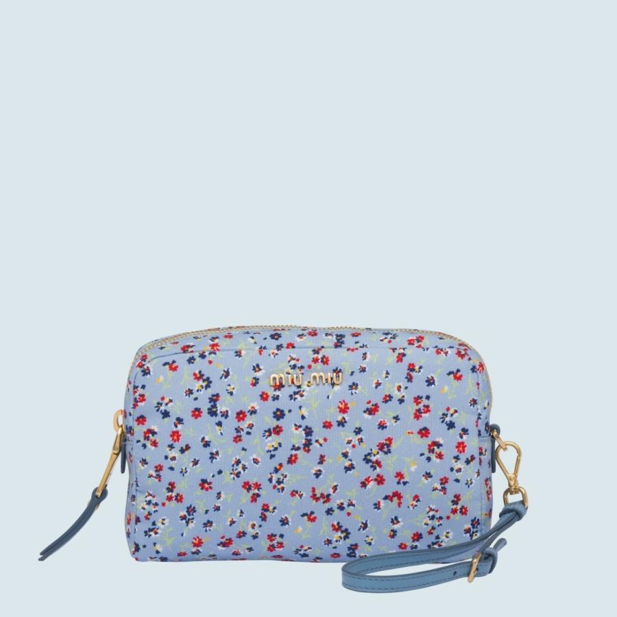 ミュウミュウ Miu Miu バッグ ゴートレザー バック プリント 化粧ポーチ コスメポーチ ポーチ マドラス マドラス ゴートレザー ライトブルー プリント フラワー ゴールド 5ne45d5wf0637miumiu5ne45d5wf0637 ブランドショップrarelist アウトレット長島 価格 の