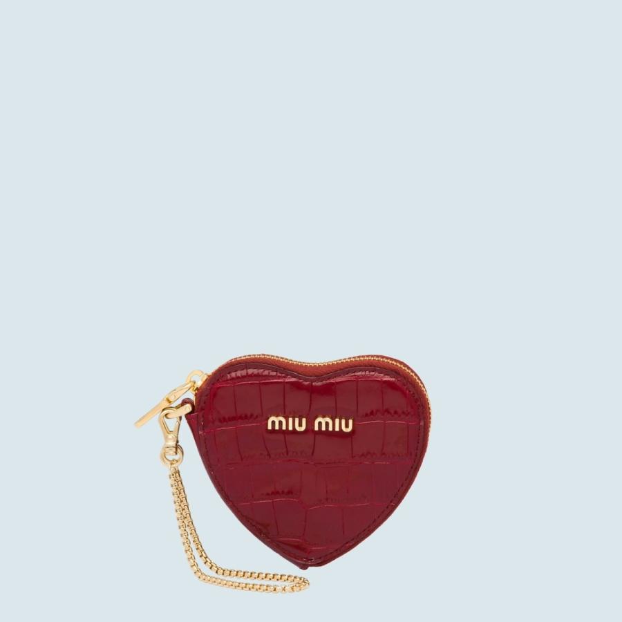 キーケース プリント カーフレザー Miu 5tl35b8gf0041miumiu5tl35b8gf0041 ブランドショップrarelist ファッション クロコダイル ミュウミュウ Miu ハート キーリング 冬 ゴールド ゴールド レッド キーホルダー キーケース