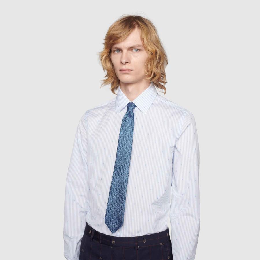 グッチ Gucci メンズファッション ネクタイ ネクタイ ダークブルー クルーズ アイボリーシルク eguccie ブランドショップrarelist