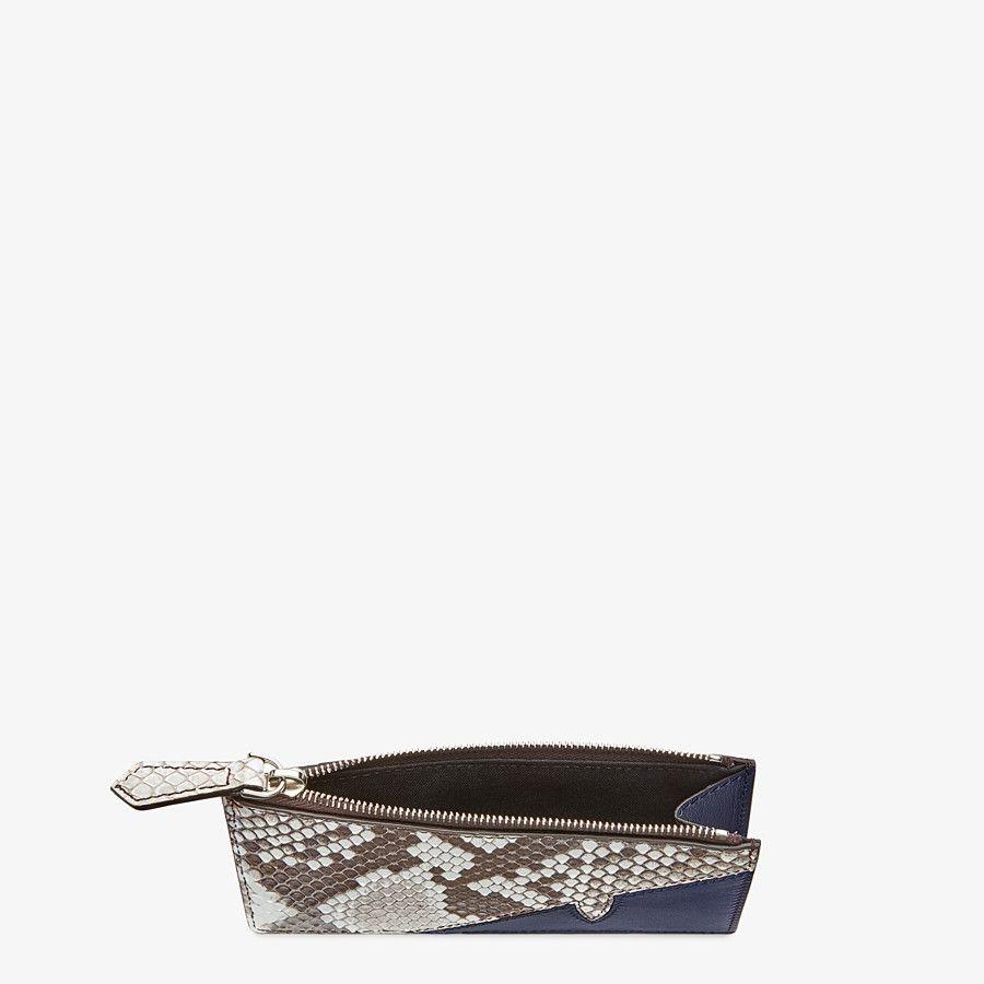 送料無料/新品送料無料/新品フェンディ FENDI カードケース 名刺入れ パスケース ホワイト ネイビー ブルー パイソン ヘビ革 バッグ バグズ レザー 財布、帽子、ファッション小物 レザー カードケース(ブルー パイソン)