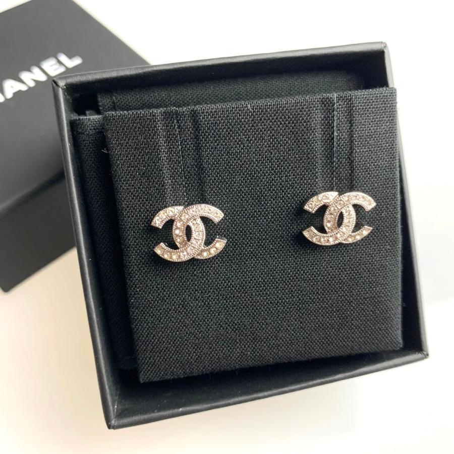 シャネル CHANEL ピアス シルバー クリスタル メタル ストラス CCロゴ