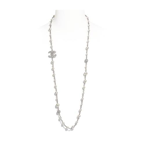 シャネル Chanel ネックレス シルバー ホワイト クリスタル Ccロゴ メタル パール ストラス Ab3591bn5958chanelab3591bn5958 ブランドショップrarelist 通販 Yahoo ショッピング