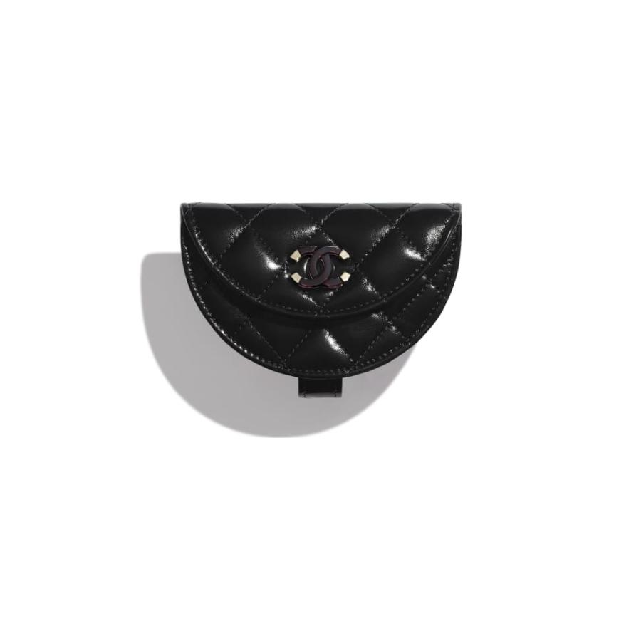 ふるさと納税 シャネル Chanel コインケース 小銭入れ ブラック シャイニー クランプル ラムスキン レジン キルティング 売り尽 Www Scady Cl