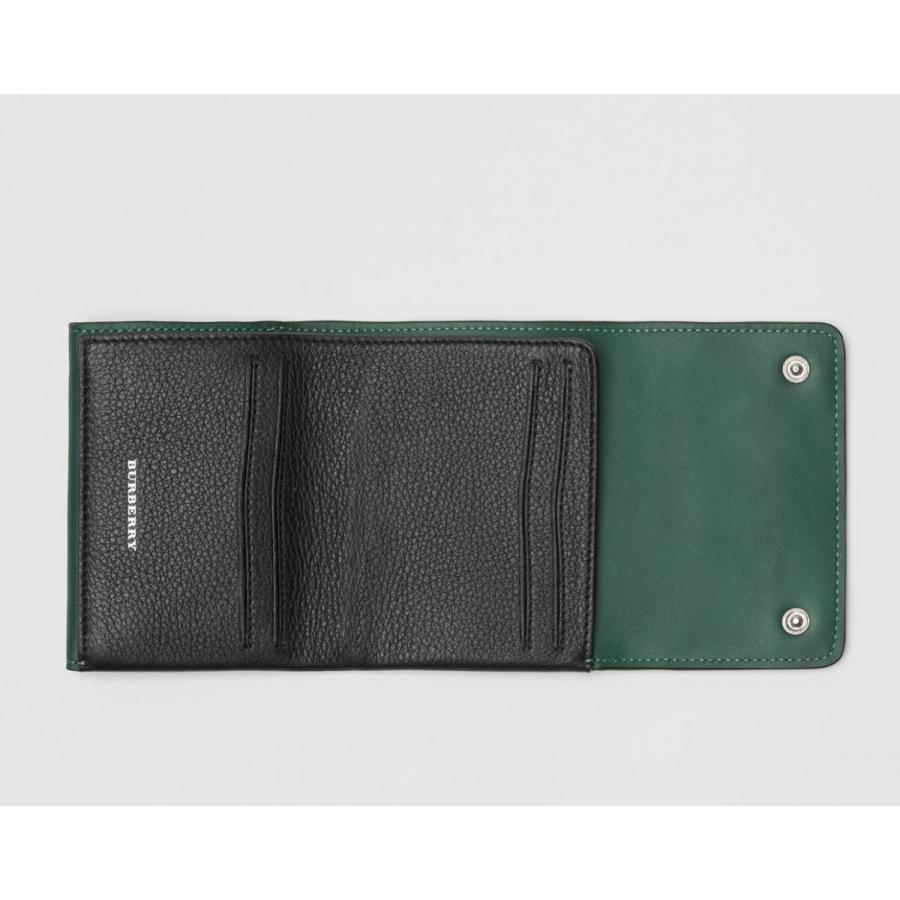 バーバリー BURBERRY 財布 小財布 三つ折り ブラック グリーン シルバー レザー :BURBERRY80055601:ブランド