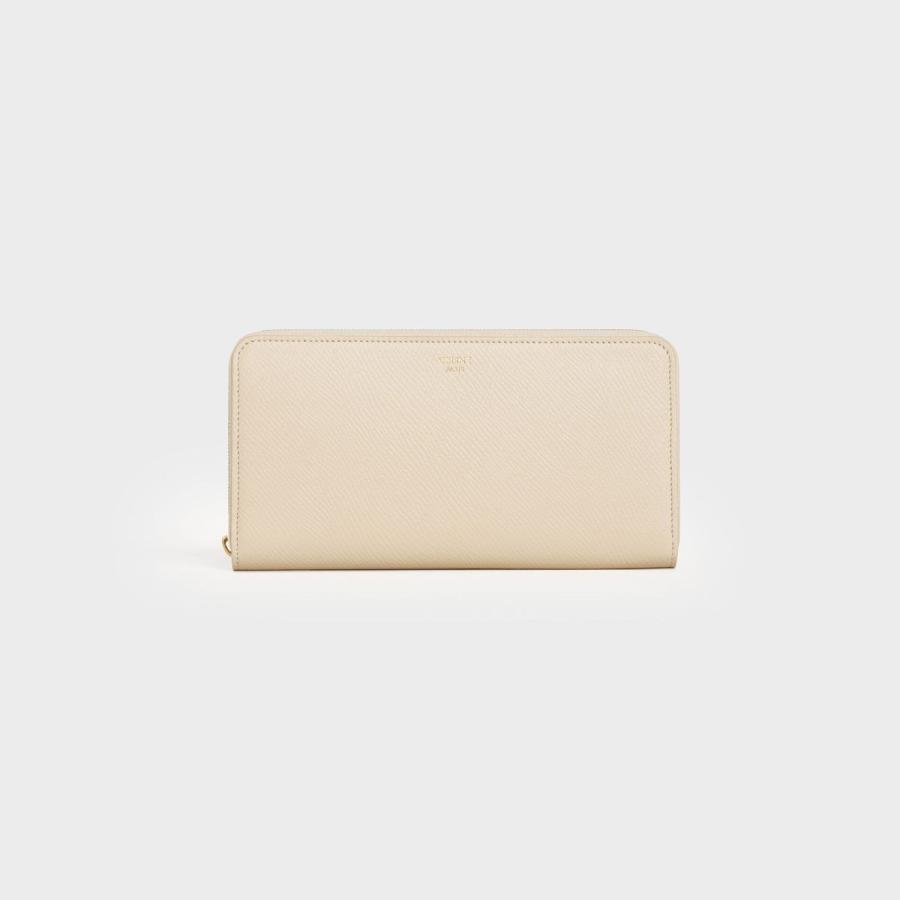 人気ブレゼント! セリーヌ CELINE 長財布 ラウンドファスナー クリーム