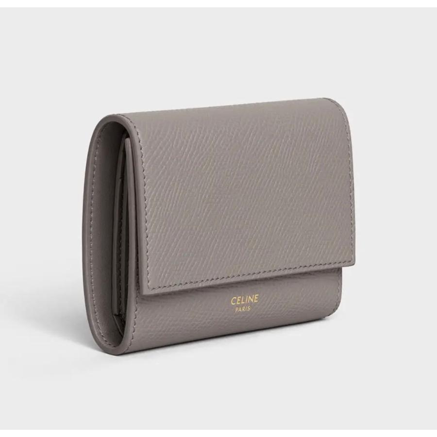 セリーヌ CELINE 財布 小財布 3つ折り 三つ折り ペブル グレー レザー
