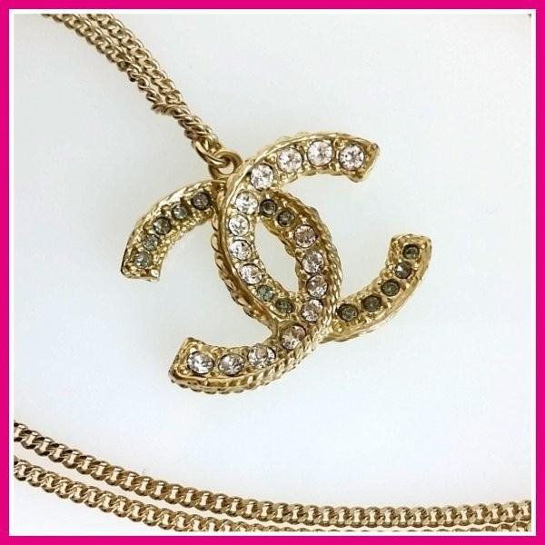 シャネル CHANEL ネックレス スワロフスキー クリア ゴールド ココ