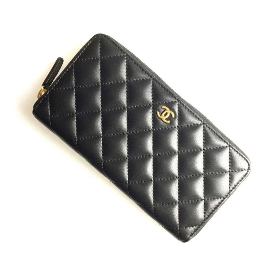 シャネル CHANEL 財布 長財布 ラウンドファスナー ブラック ボルドー シャネル CHANEL 財布 長財布 ラウンドファスナー ブラック ボルドー