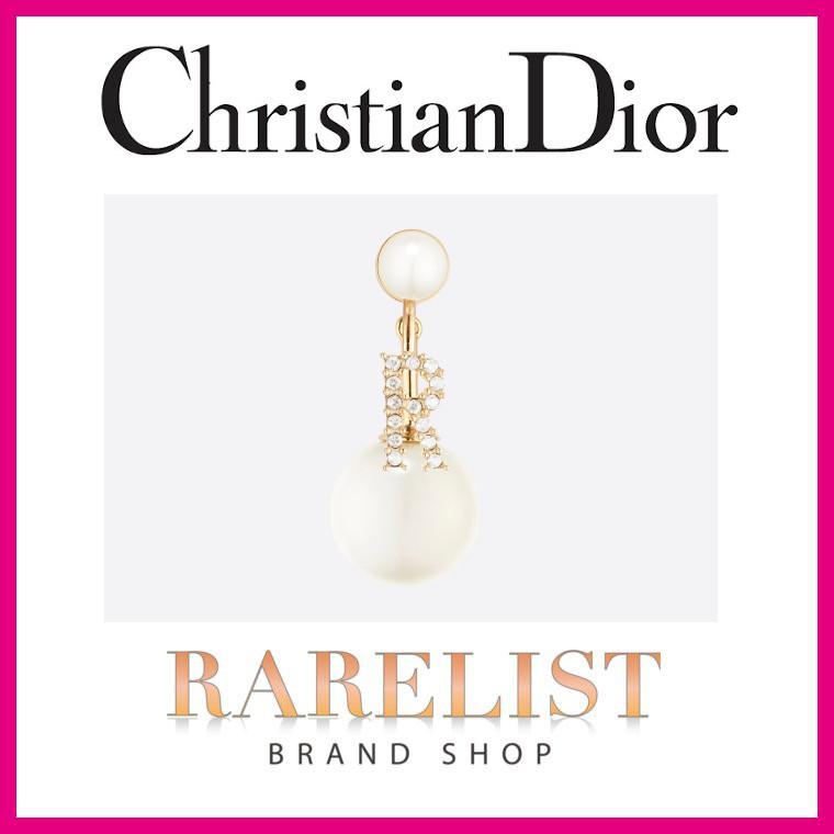 クリスチャンディオール ディオール Christian Dior ピアス ゴールド パール ホワイト アクセサリー クリスタル アルファベット R チャーム 片耳用
