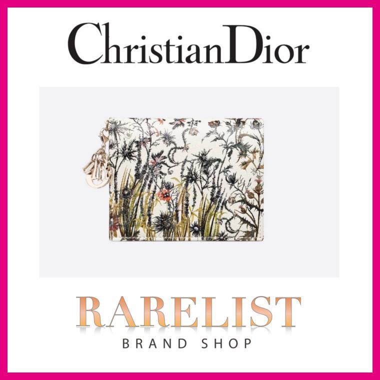 クリスチャンディオール Christian Dior 財布 小財布 二つ折り 2つ折り ホワイト レザー 本革 プリント