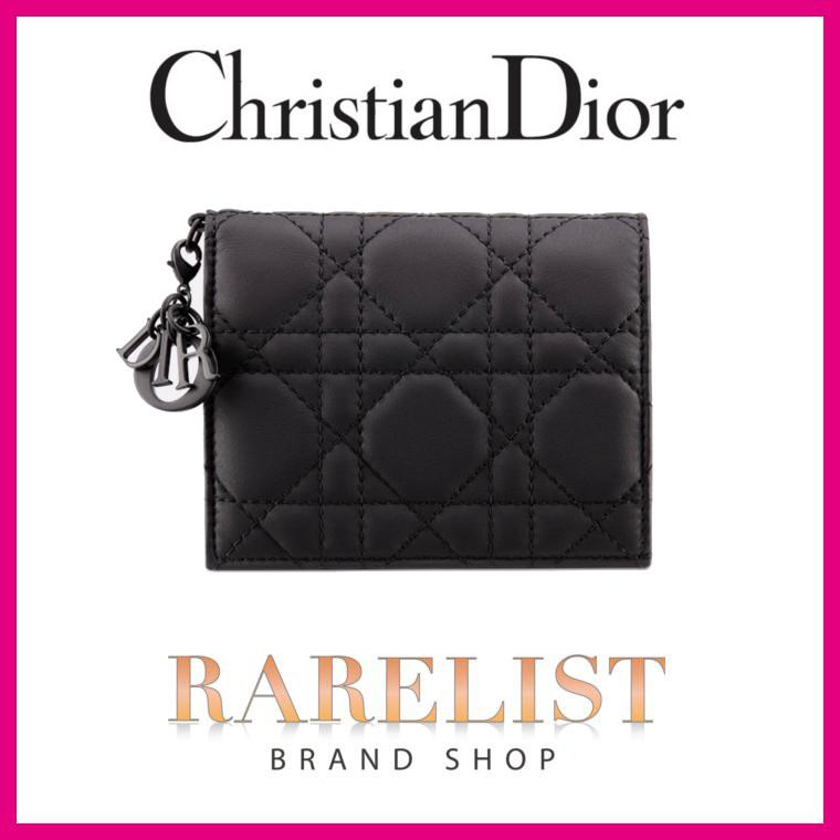 Dior 二つ折り財布 ブラック- Christian Dior トロッターロゴプレート 折財布 ブラック レザー