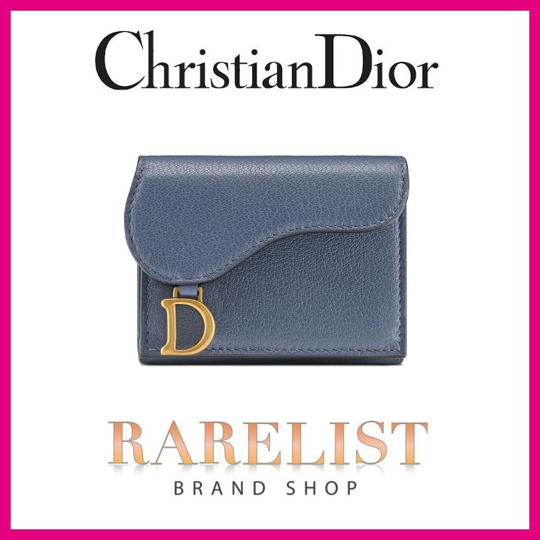 ディオール Christian Dior サドル SADDLE ロータス ウォレット 三つ折り 財布 S5652 キャンバス レザー ネイビー