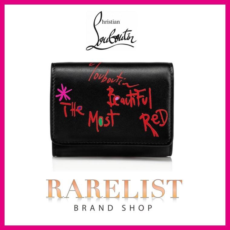 クリスチャンルブタン Christian Louboutin 財布 小財布 ３つ折り 三つ折り ブラック レザー 本革 ロゴ プリント Christianlouboutin1205105h740 ブランドショップrarelist 通販 Yahoo ショッピング