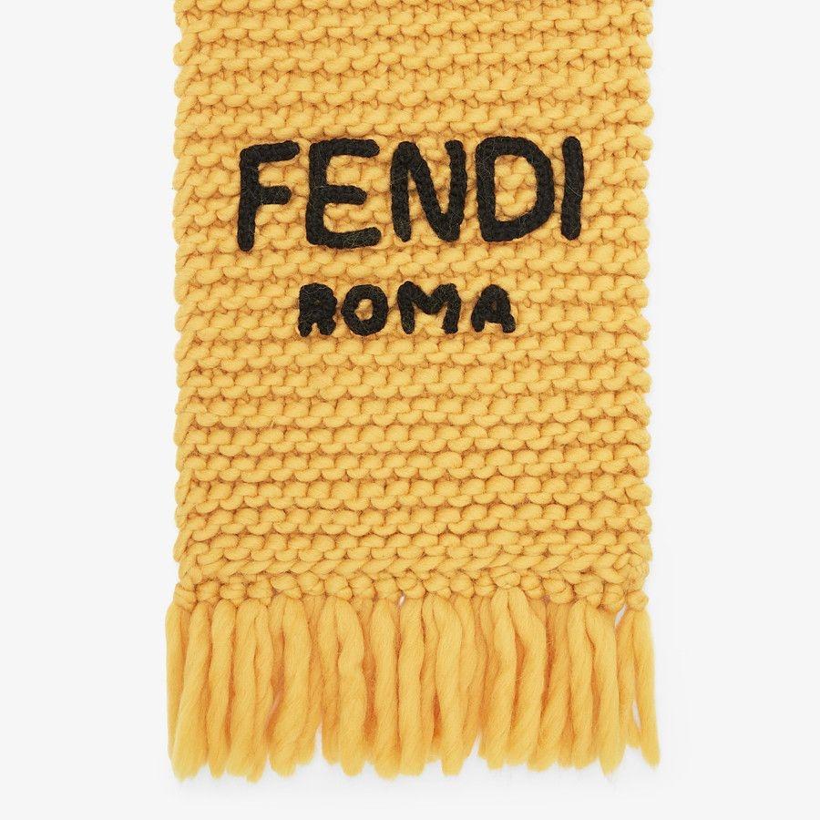 日本製 フェンディ FENDI マフラー イエロー ウール ニット - 財布