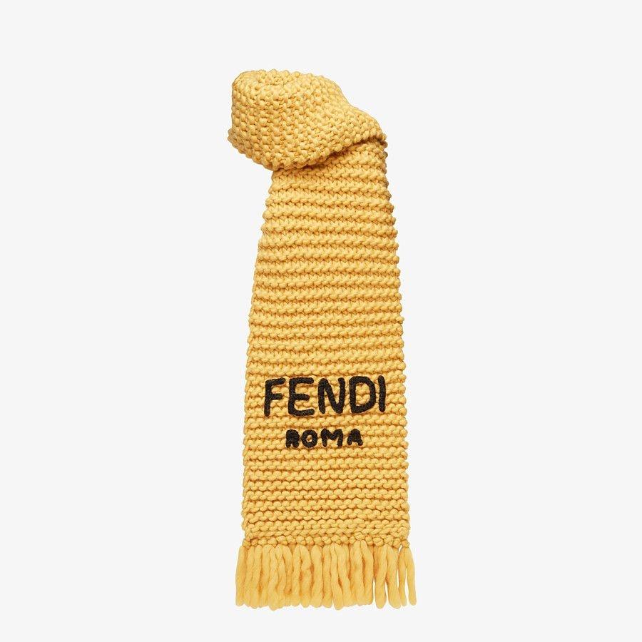 日本製 フェンディ FENDI マフラー イエロー ウール ニット - 財布