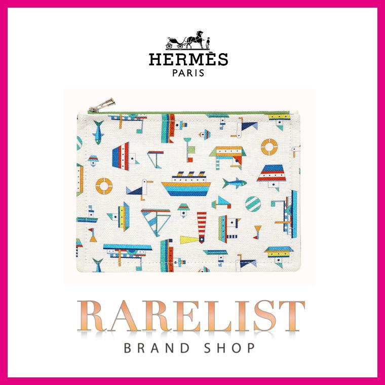 エルメス Hermes ポーチ クラッチバッグ アズュール コットン リネン イラスト プリント Hermeshm02 ブランドショップrarelist 通販 Yahoo ショッピング
