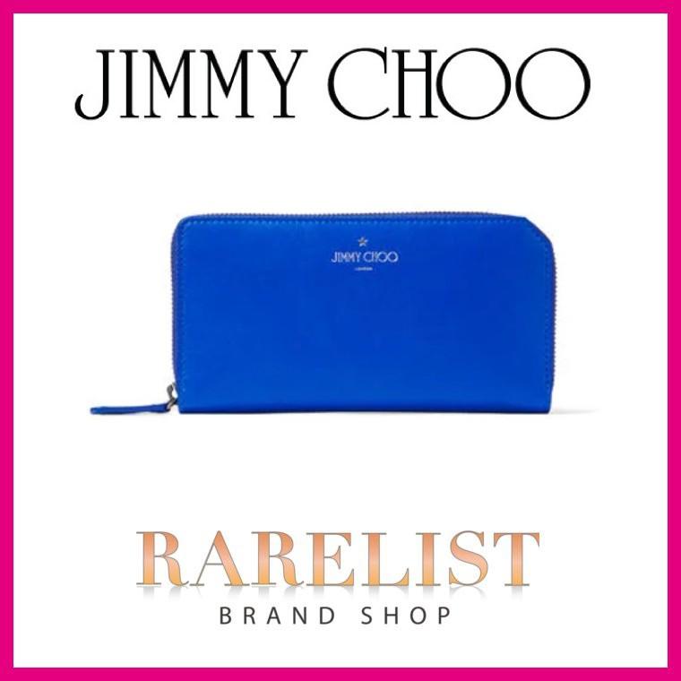 ジミーチュウ Jimmy Choo 財布 長財布 ラウンドファスナー ポップブルー ブルー レザー 本革 Www Energytribune Com