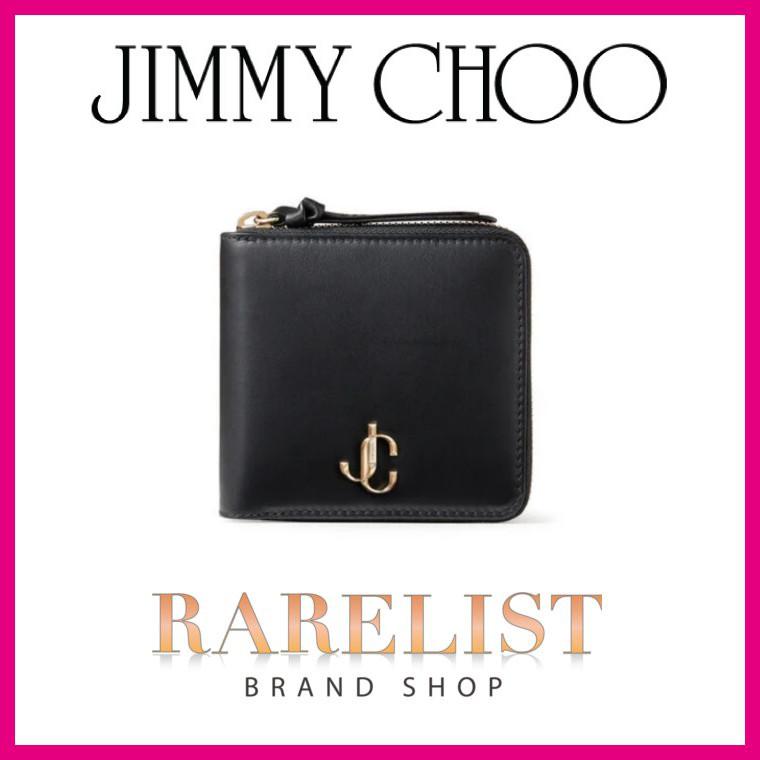 ジミーチュウ Jimmy ゴールド Choo 財布 小財布 財布 二つ折り ブラック ２つ折り ラウンドファスナー ゴールド ブラック レザー 本革 Jimmychootessapkrsbk ブランドショップrarelist あす楽 送料無料 の