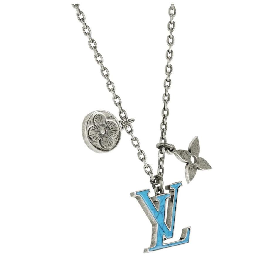 ルイヴィトン Louis Vuitton ネックレス ペンダント シルバー フラワー アクセサリー ターコイズ ブルー Lv ロゴ ヴィンテージ Louisvuittonm604mp2567mm610mmmmm936mmmm908m604 ブランドショップrarelist 通販